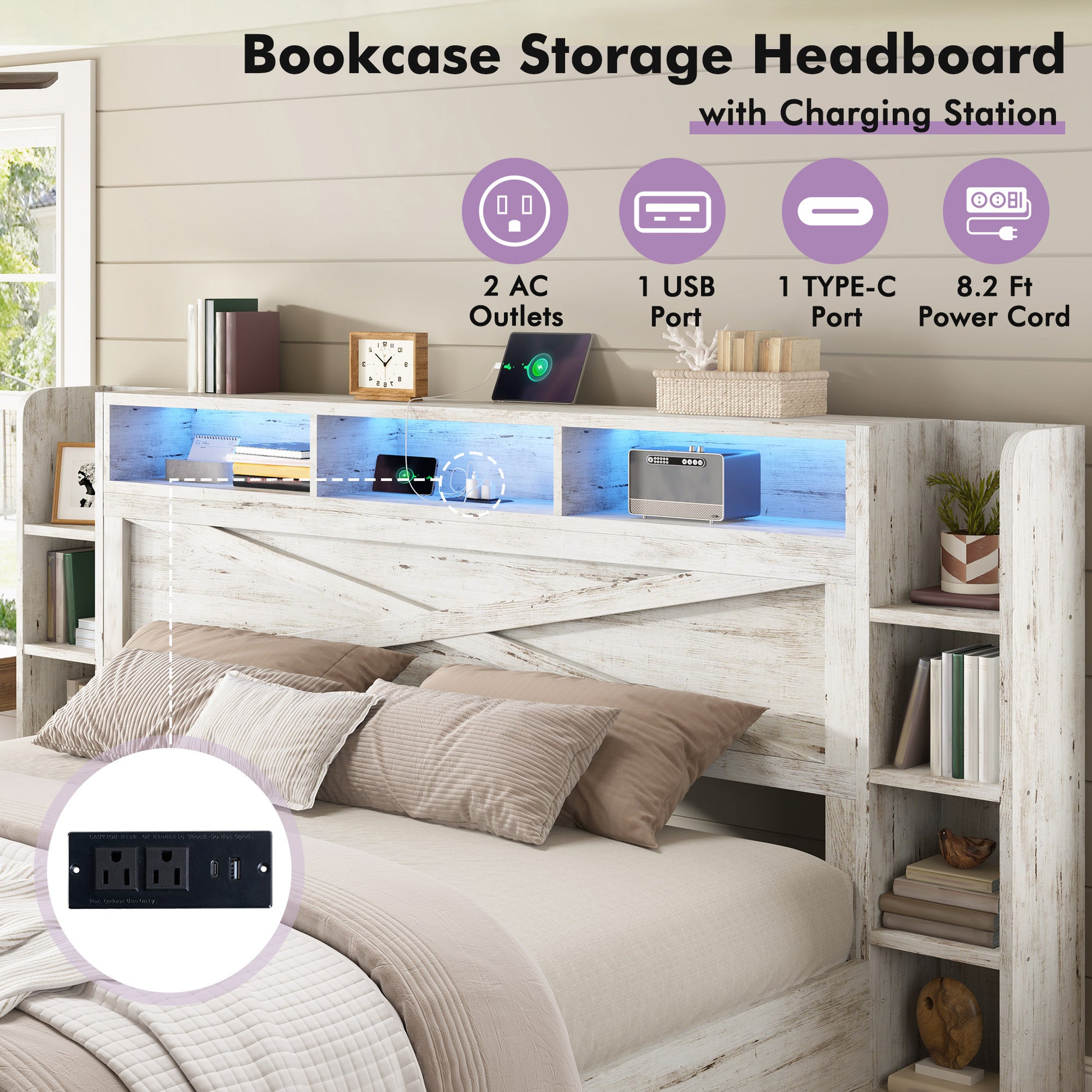 Stow Storage Bed Frame Amerlife Queen / White