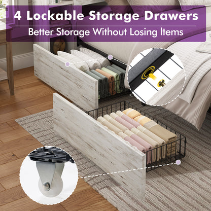 Stow Storage Bed Frame Amerlife Queen / White