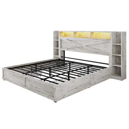 Stow Storage Bed Frame Amerlife Queen / White