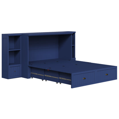 Slat Farmhouse Murphy Bed Amerlife Full / Blue