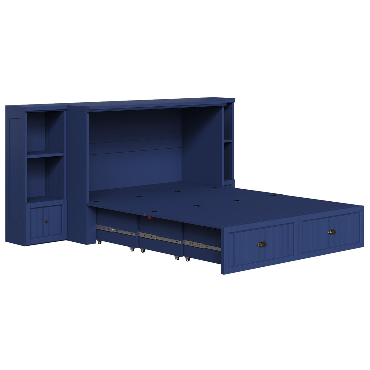 Slat Farmhouse Murphy Bed Amerlife Queen / Blue