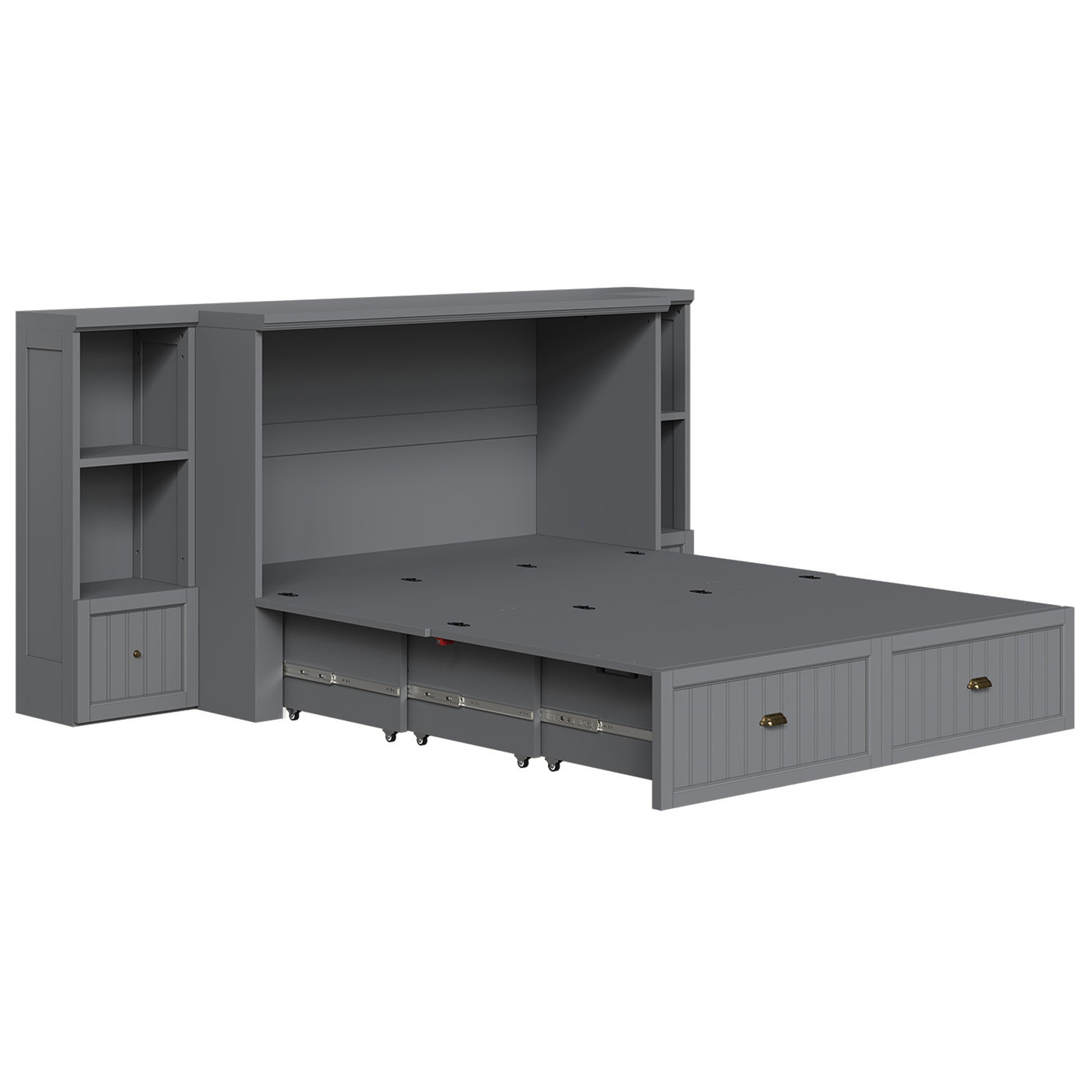 Slat Farmhouse Murphy Bed Amerlife Full / Gray