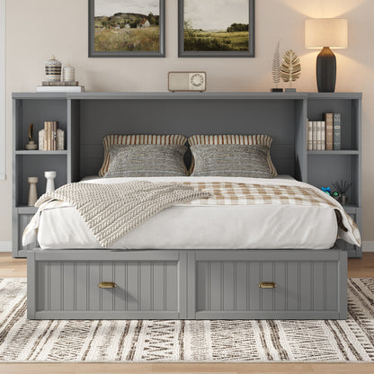 Slat Farmhouse Murphy Bed Amerlife Queen / Gray