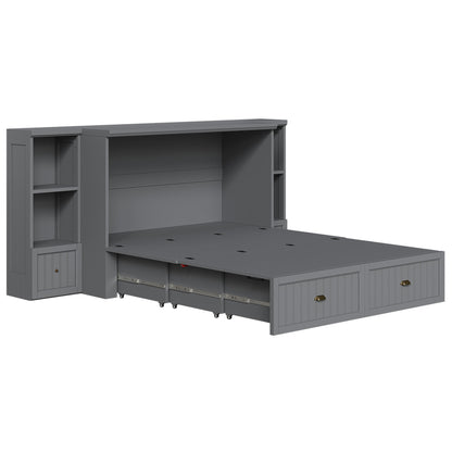 Slat Farmhouse Murphy Bed Amerlife Queen / Gray