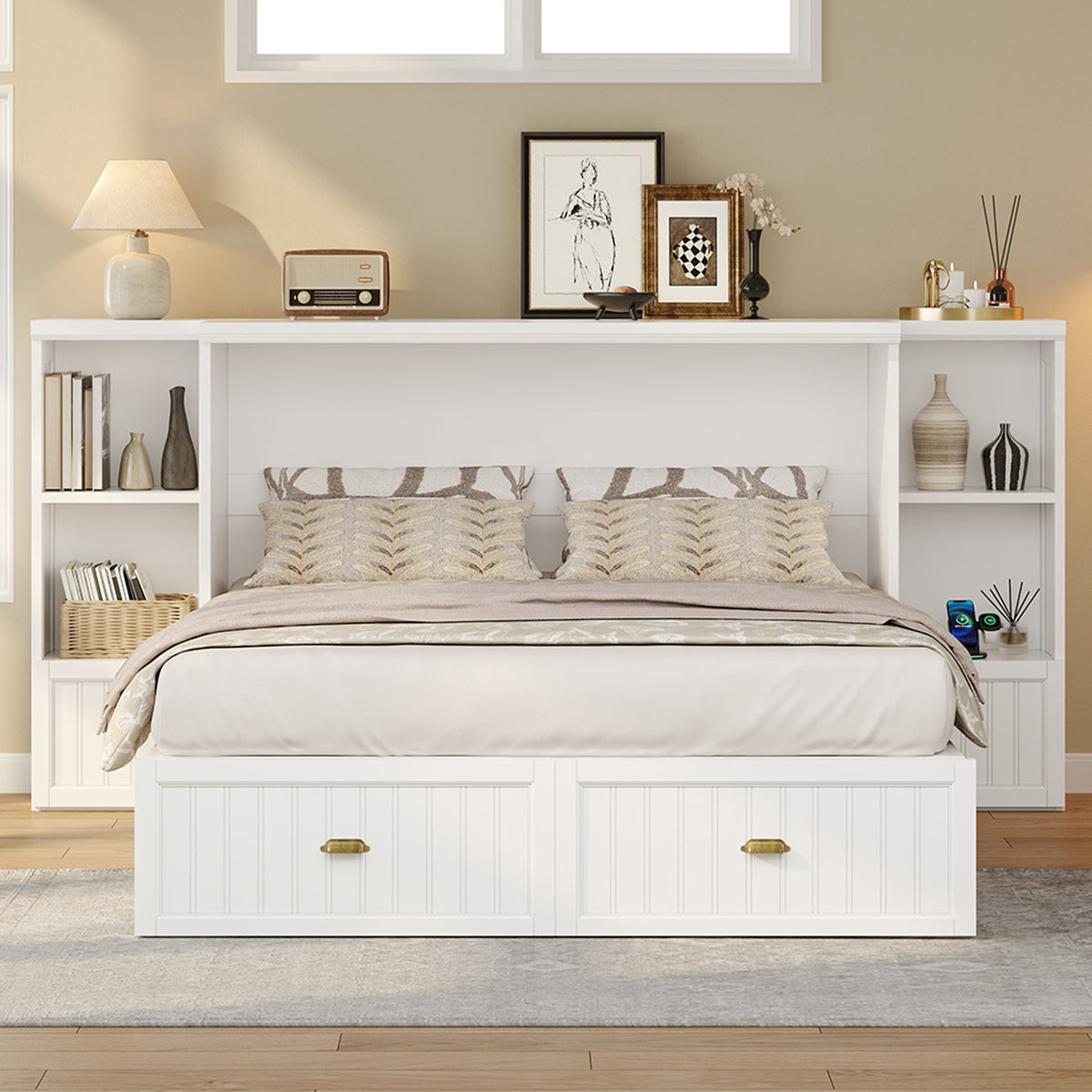 Slat Farmhouse Murphy Bed Amerlife Full / White