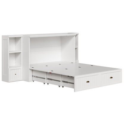 Slat Farmhouse Murphy Bed Amerlife Full / White