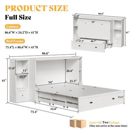 Slat Farmhouse Murphy Bed Amerlife Full / White