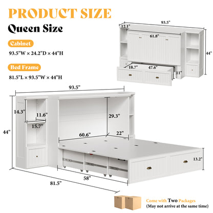 Slat Farmhouse Murphy Bed Amerlife Queen / White