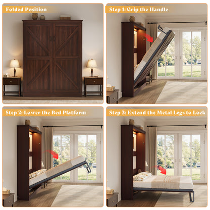 Stash Murphy Bed Frame Amerlife Queen / Walnut