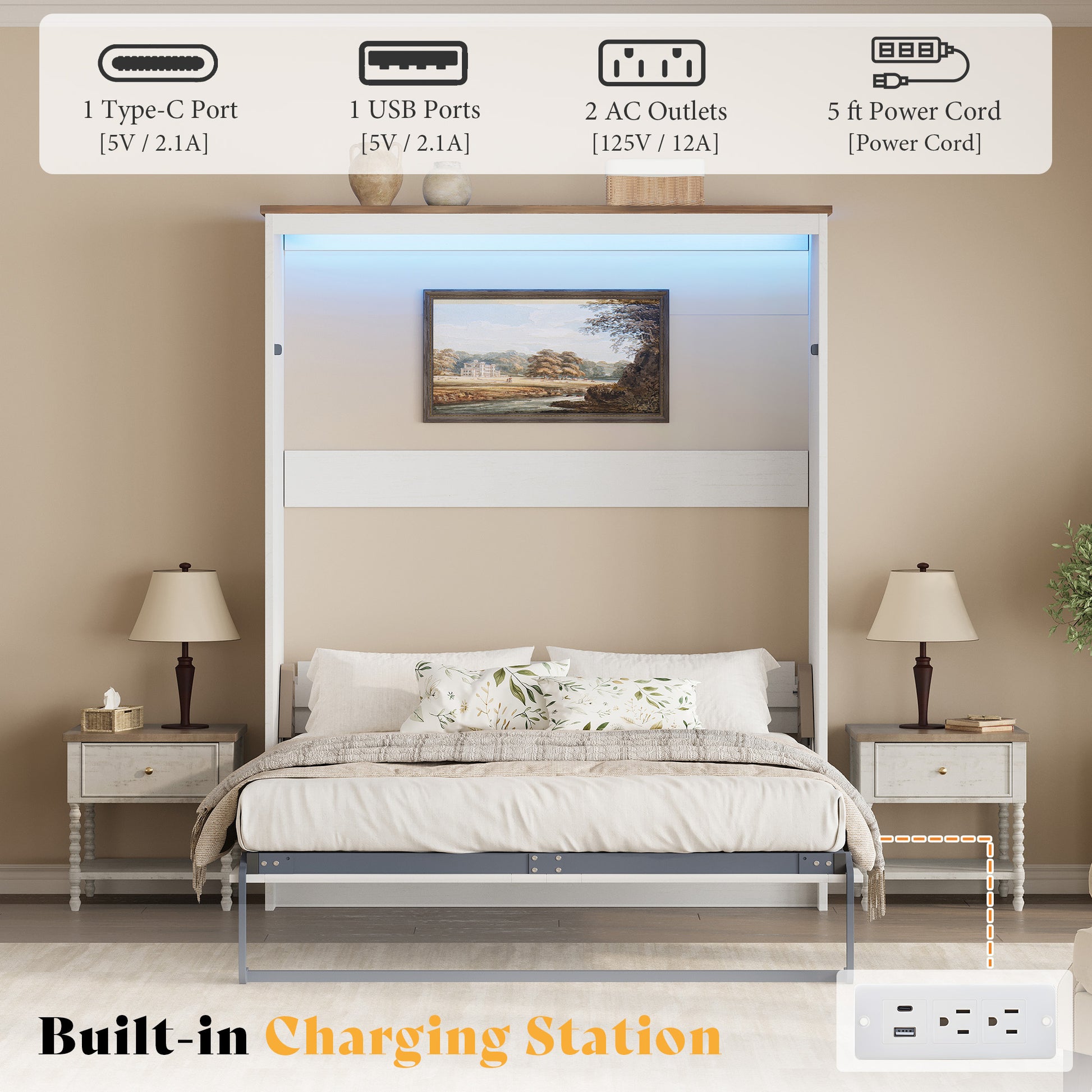 Stash Murphy Bed Frame Amerlife Full / White