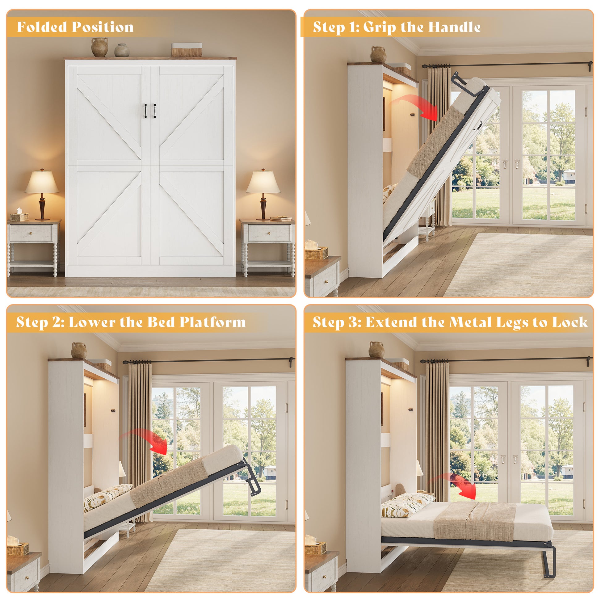 Stash Murphy Bed Frame Amerlife Queen / White