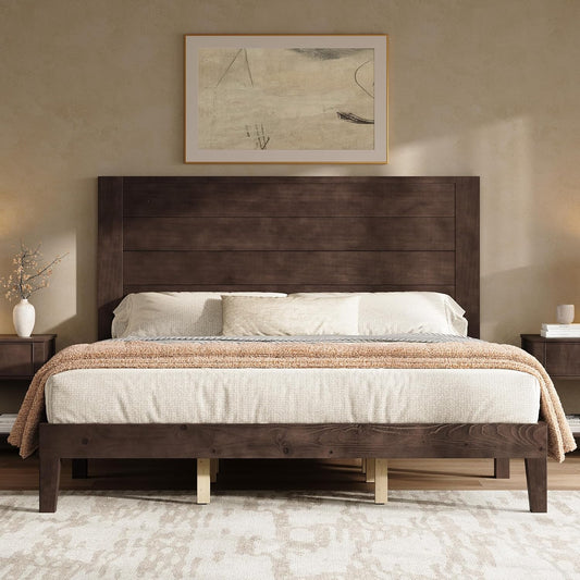Fremont Wood Platform Bed King size Dark Walnut