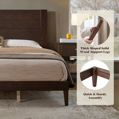 Fremont Wood Platform Bed Queen size Dark Walnut