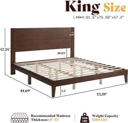 Fremont Wood Platform Bed King size Dark Walnut
