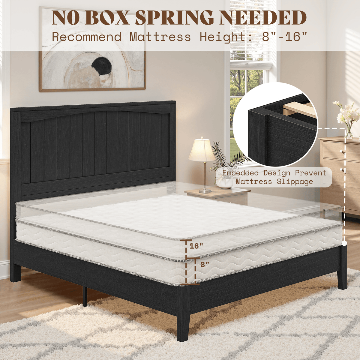 Sanderson Solid Wood Bed Frame -FULL / BLACK