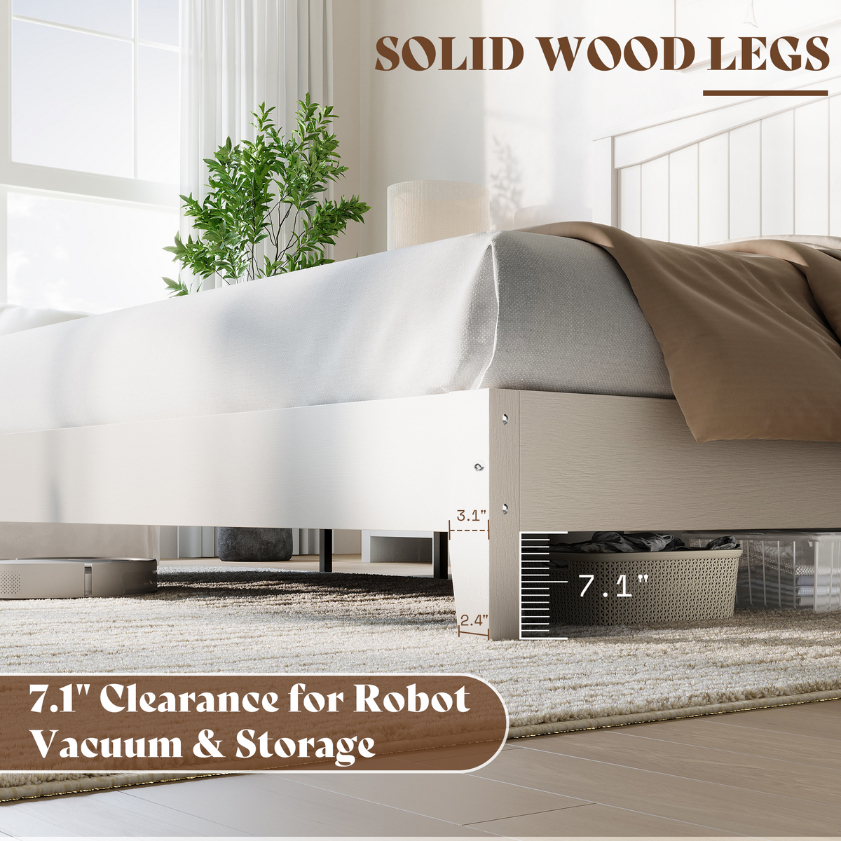 Sanderson Solid Wood Bed Frame -FULL / WHITE