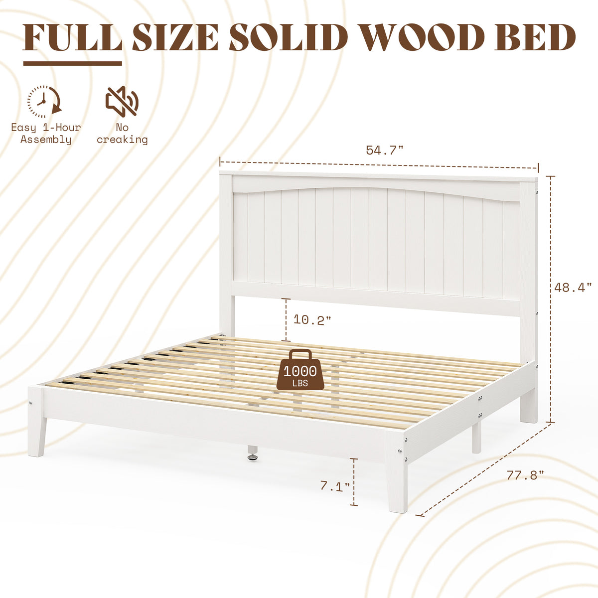 Sanderson Solid Wood Bed Frame -FULL / WHITE