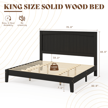 Sanderson Solid Wood Bed Frame -KING / BLACK