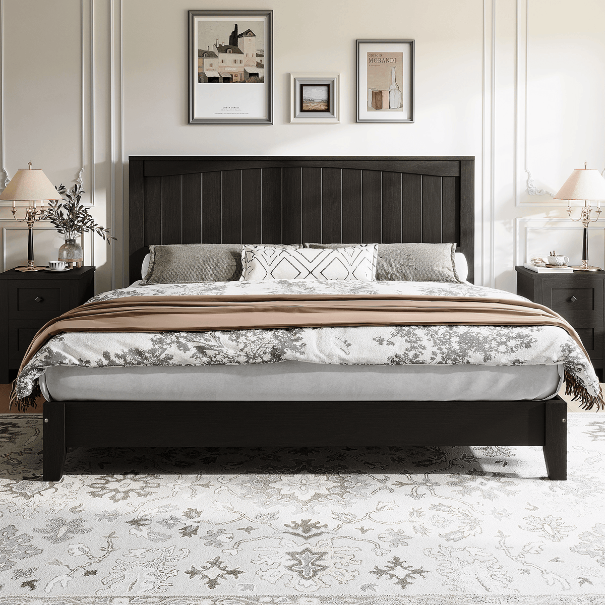 Sanderson Solid Wood Bed Frame -KING / BLACK