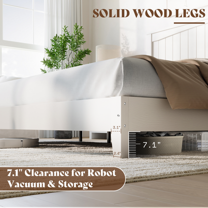 Sanderson Solid Wood Bed Frame -King / WHITE