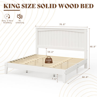 Sanderson Solid Wood Bed Frame -King / WHITE