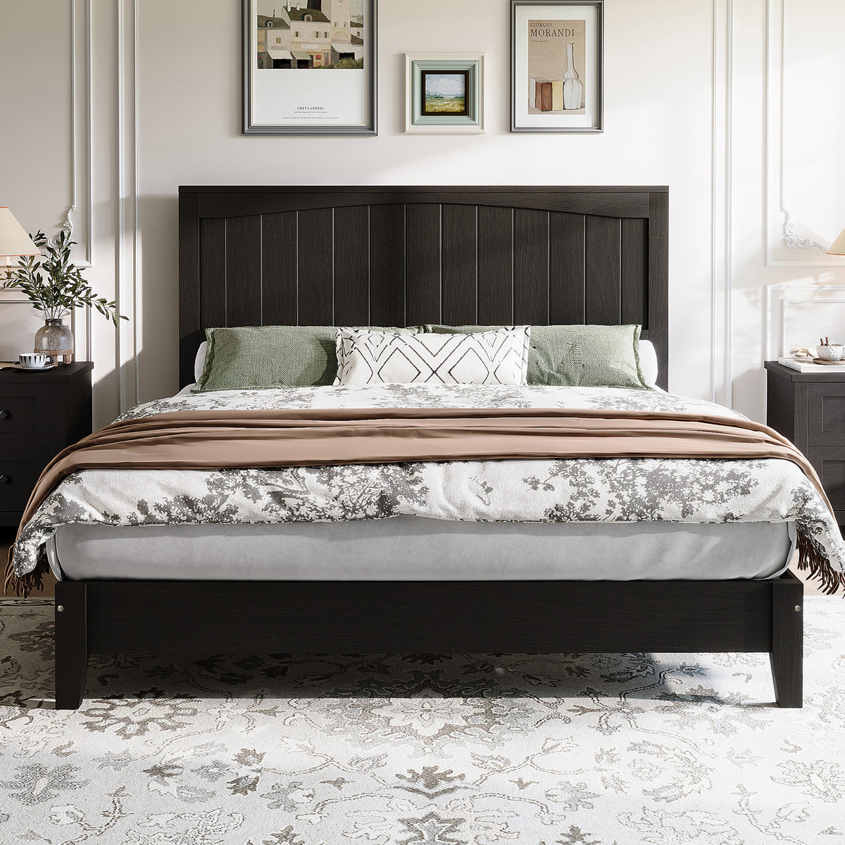 Sanderson Solid Wood Bed Frame -QUEEN / BLACK