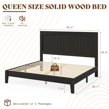 Sanderson Solid Wood Bed Frame -QUEEN / BLACK