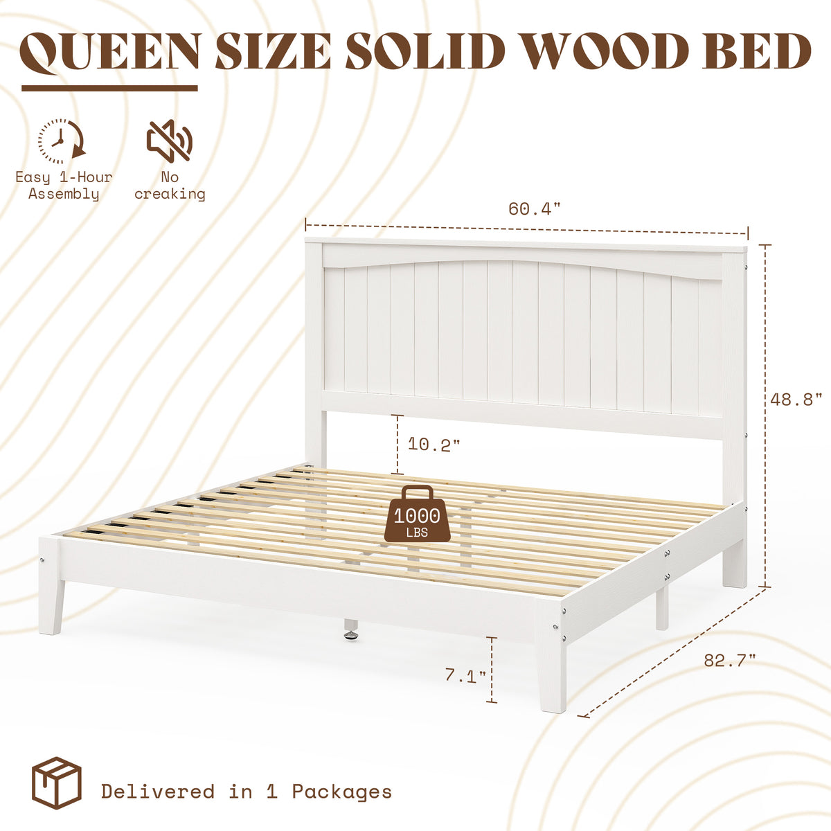 Sanderson Solid Wood Bed Frame -QUEEN / WHITE