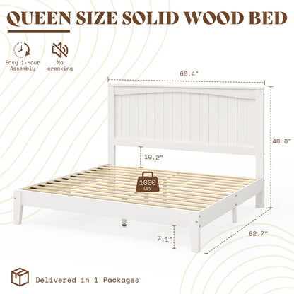 Sanderson Solid Wood Bed Frame -QUEEN / WHITE