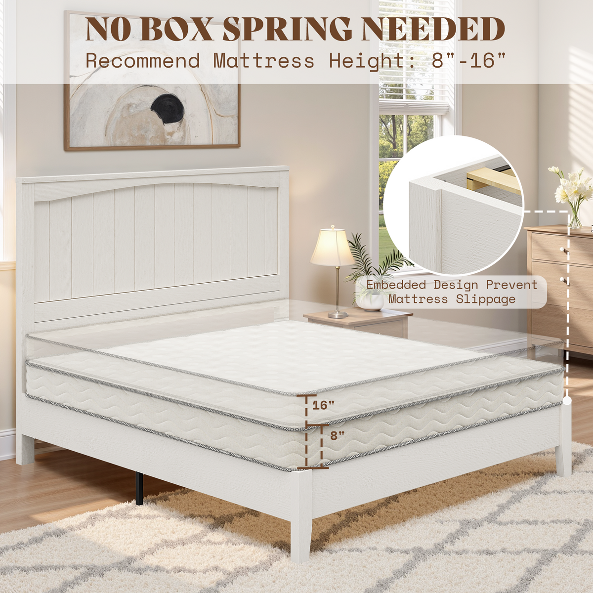 Sanderson Solid Wood Bed Frame -QUEEN / WHITE