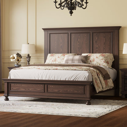 Bobbin Solid Wood Platform Bed Amerlife Brown / Queen