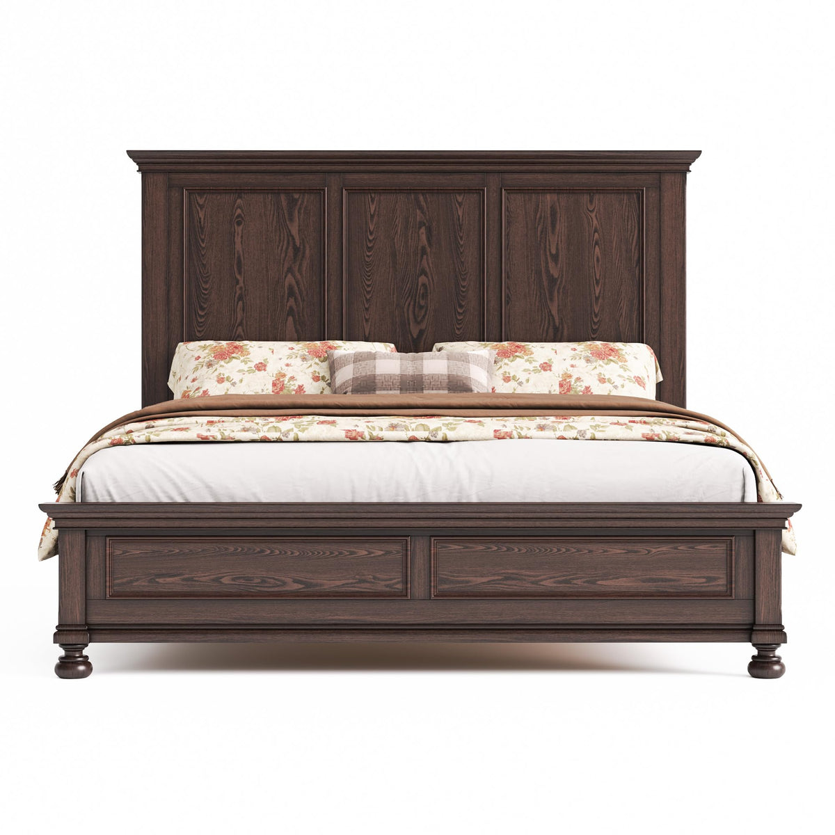 Bobbin Solid Wood Platform Bed Amerlife Brown / Queen