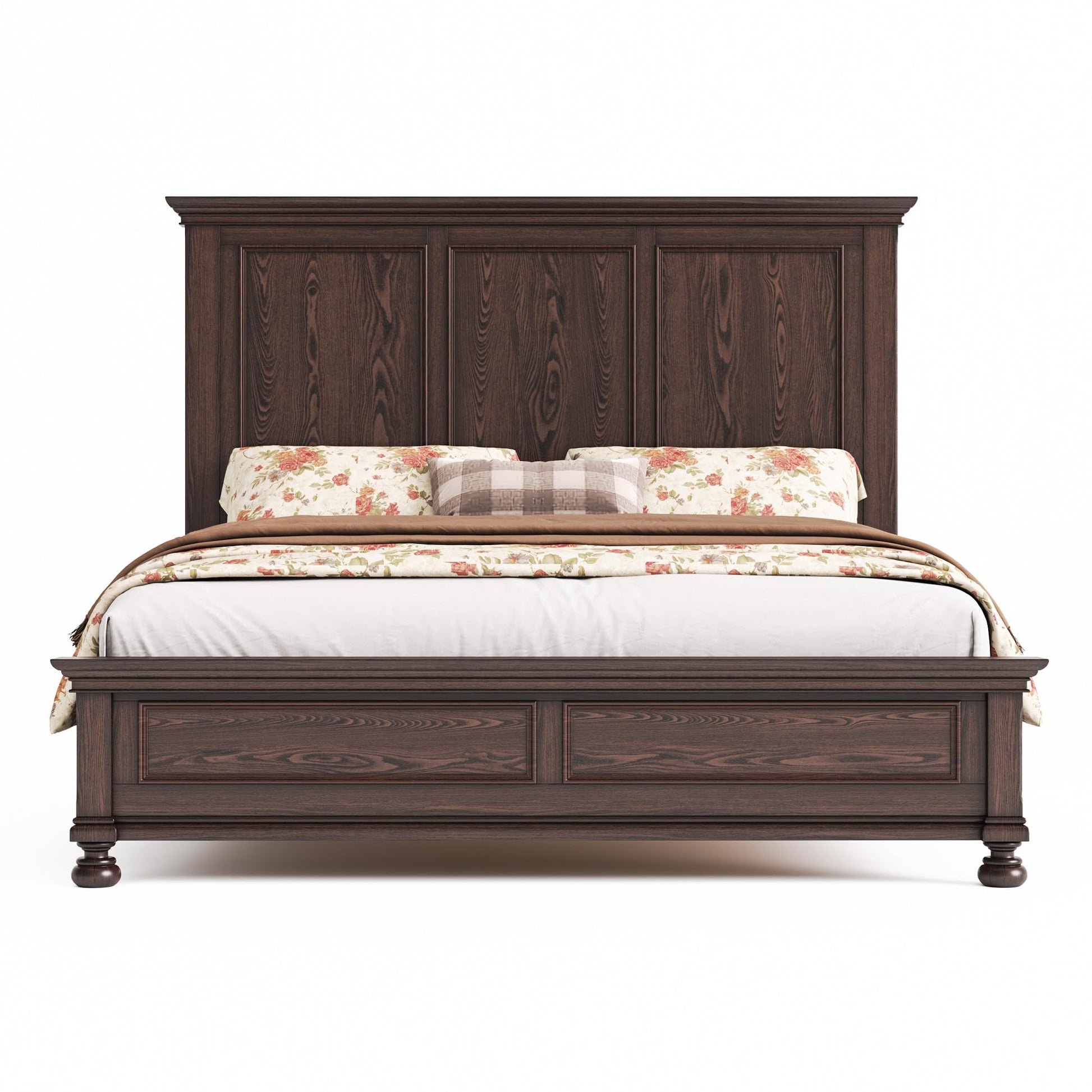 Bobbin Solid Wood Platform Bed Amerlife Brown / Queen