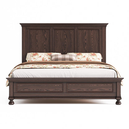 Bobbin Solid Wood Platform Bed Amerlife Brown / Queen