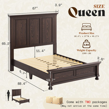 Bobbin Solid Wood Platform Bed Amerlife Brown / Queen