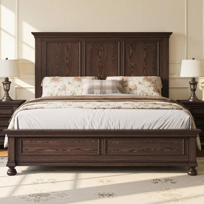 Bobbin Solid Wood Platform Bed Amerlife Brown / Queen
