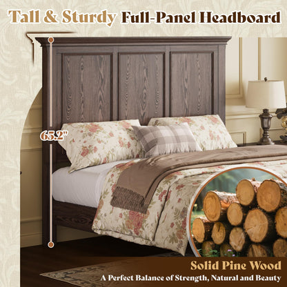 Bobbin Solid Wood Platform Bed Amerlife Brown / Queen