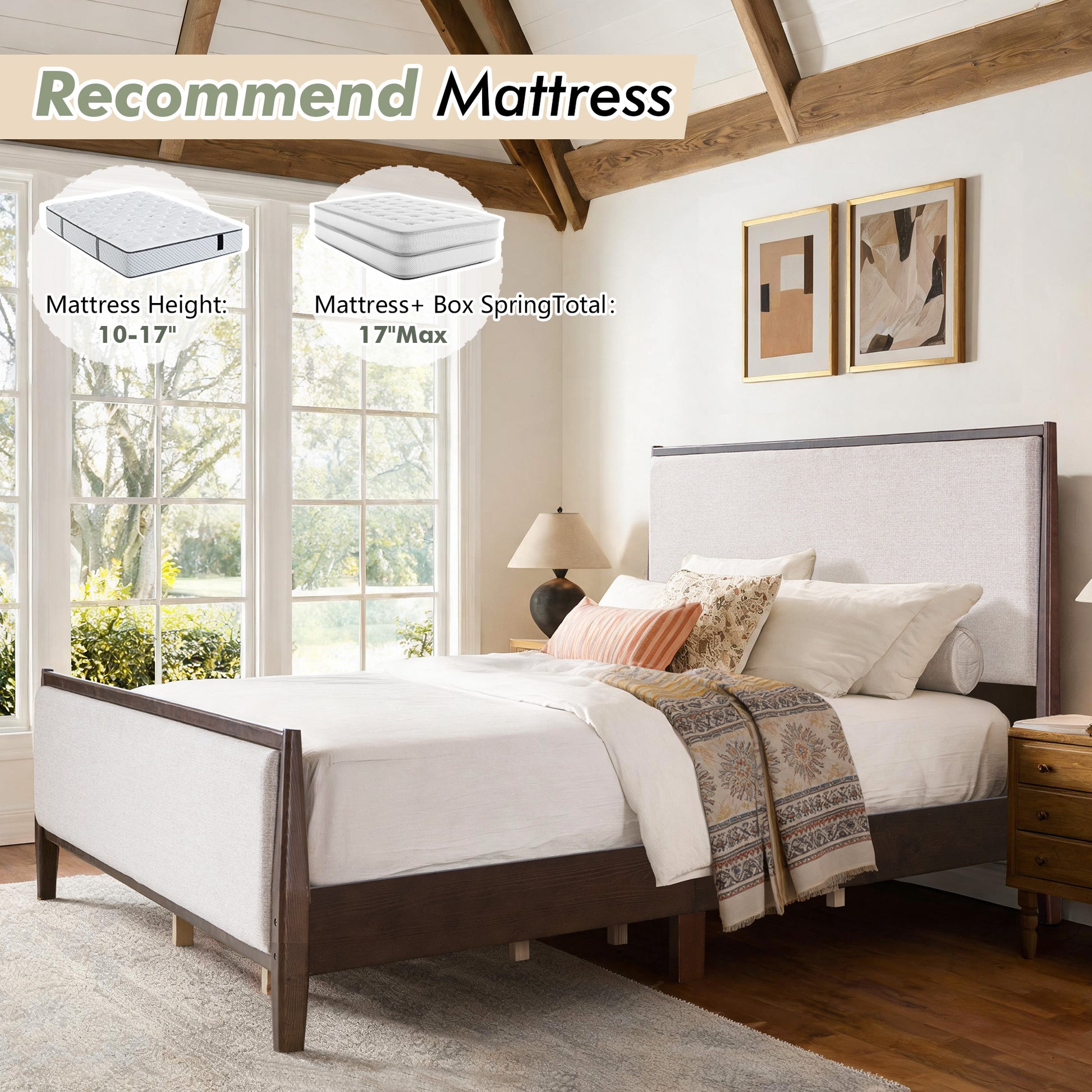 Slumber Tall Solid Wood Bed Frame King Dark Walnut Bed