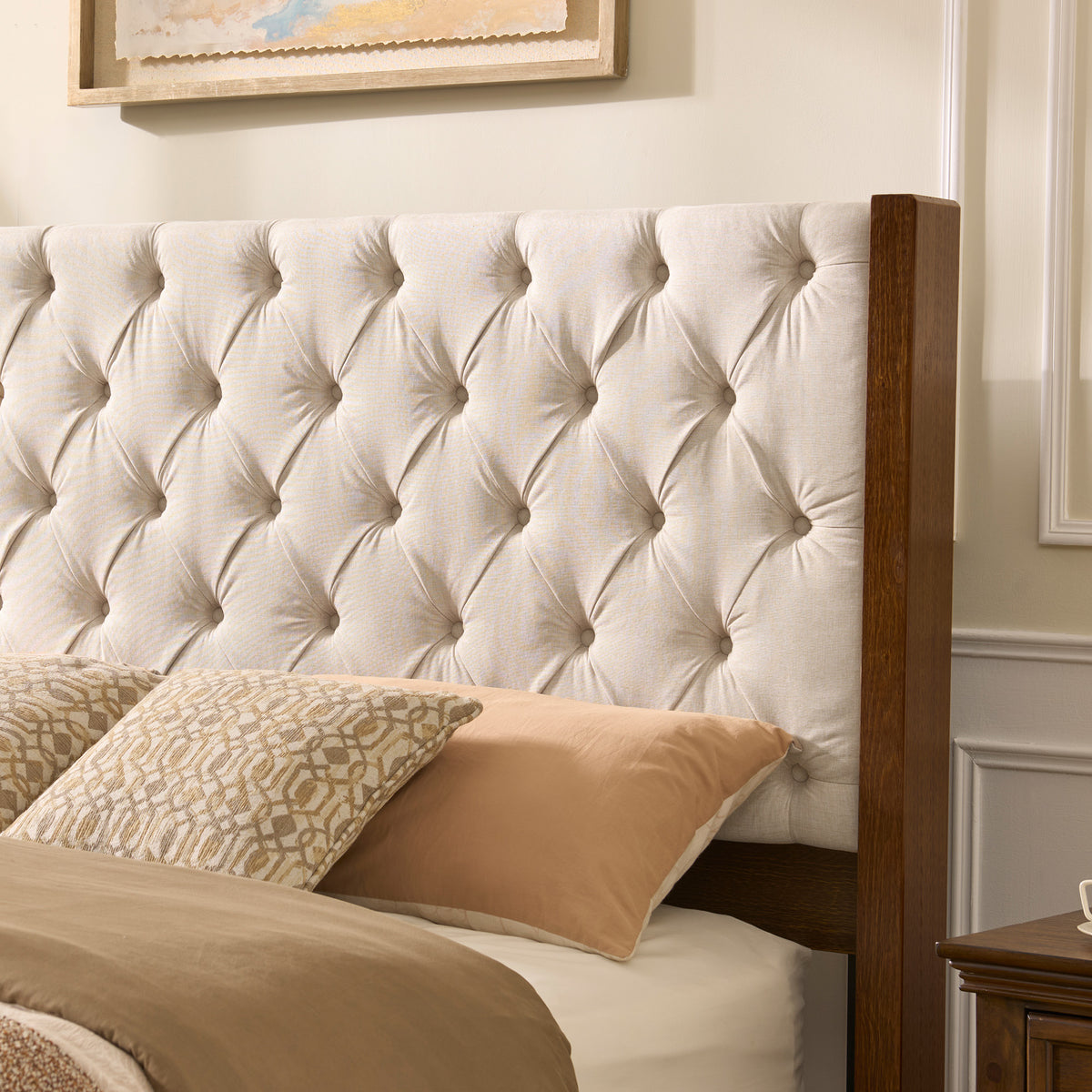 Flank Solid Wood Wingback Bed Frame Amerlife