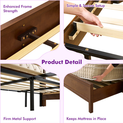 Flank Solid Wood Wingback Bed Frame King Dark Walnut