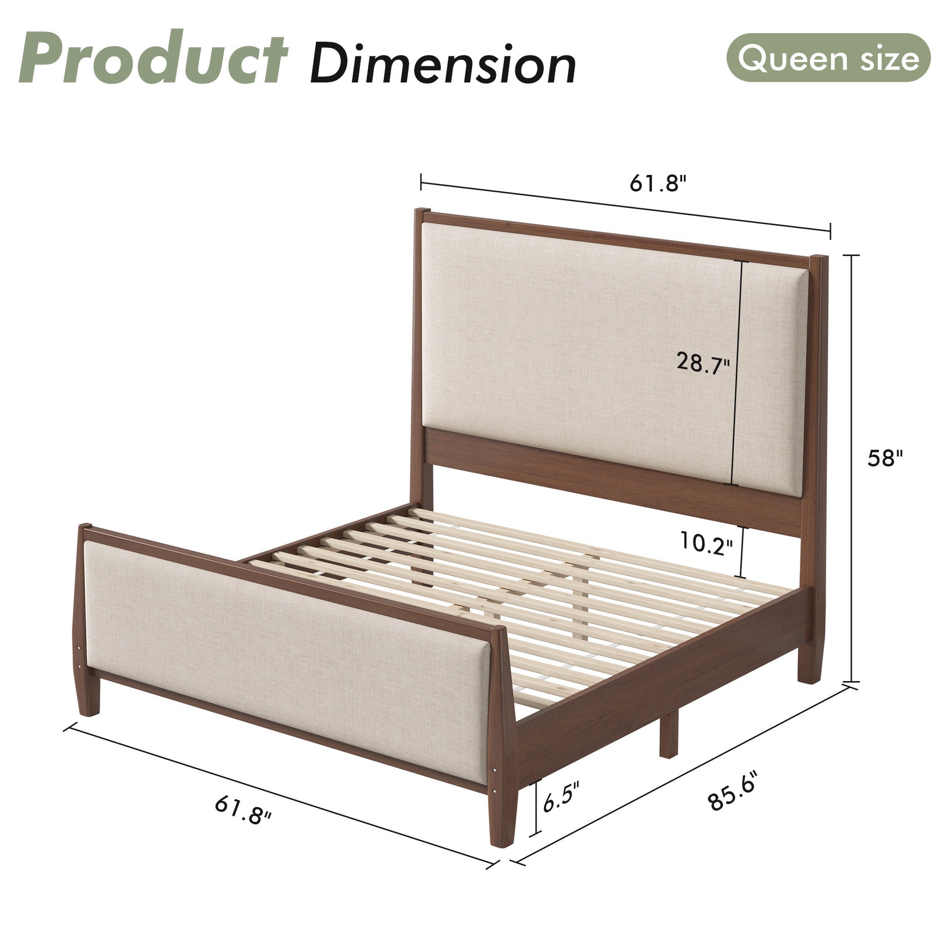 Slumber Tall Solid Wood Bed Frame Queen Dark Walnut Bed