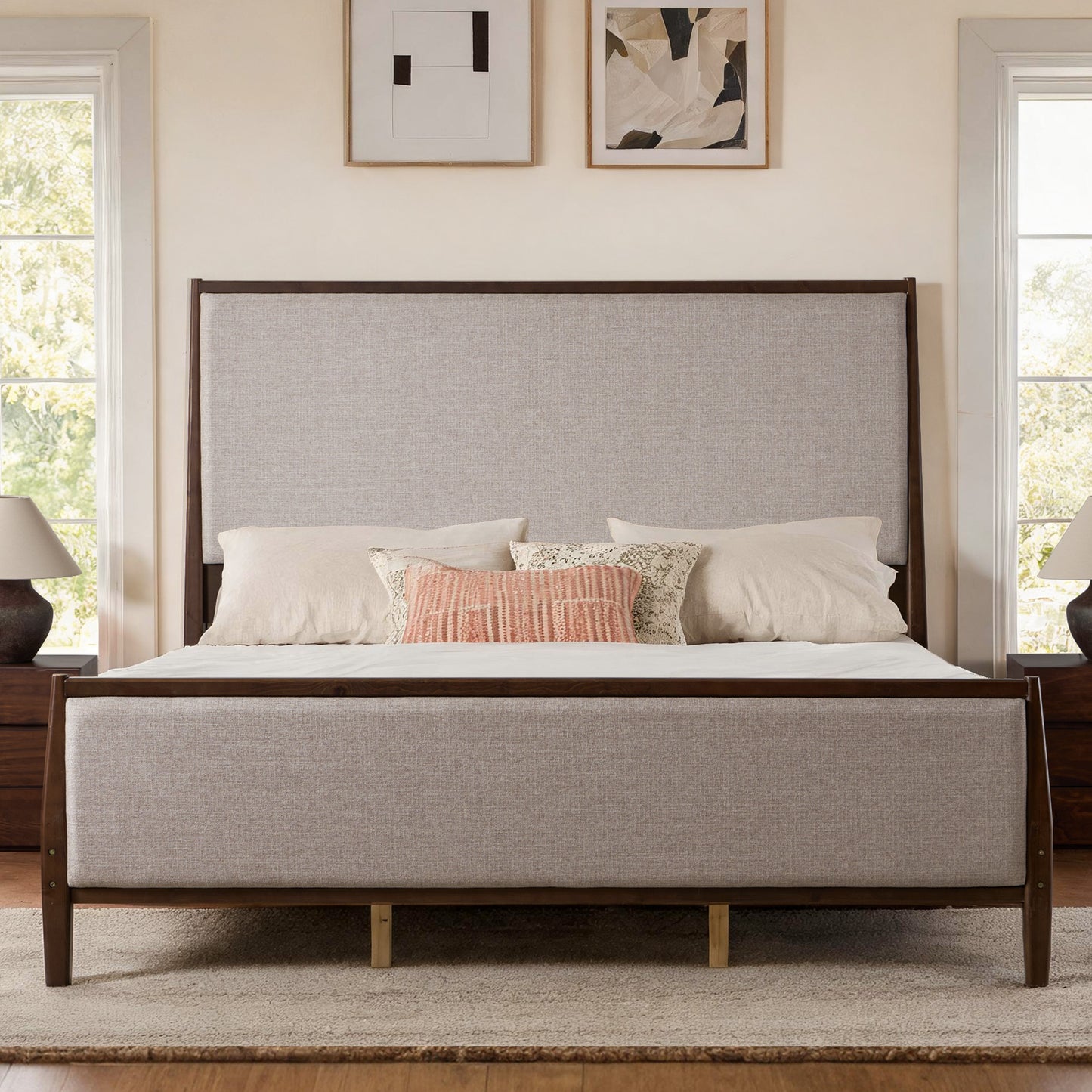 Slumber Tall Solid Wood Bed Frame Queen Dark Walnut Bed