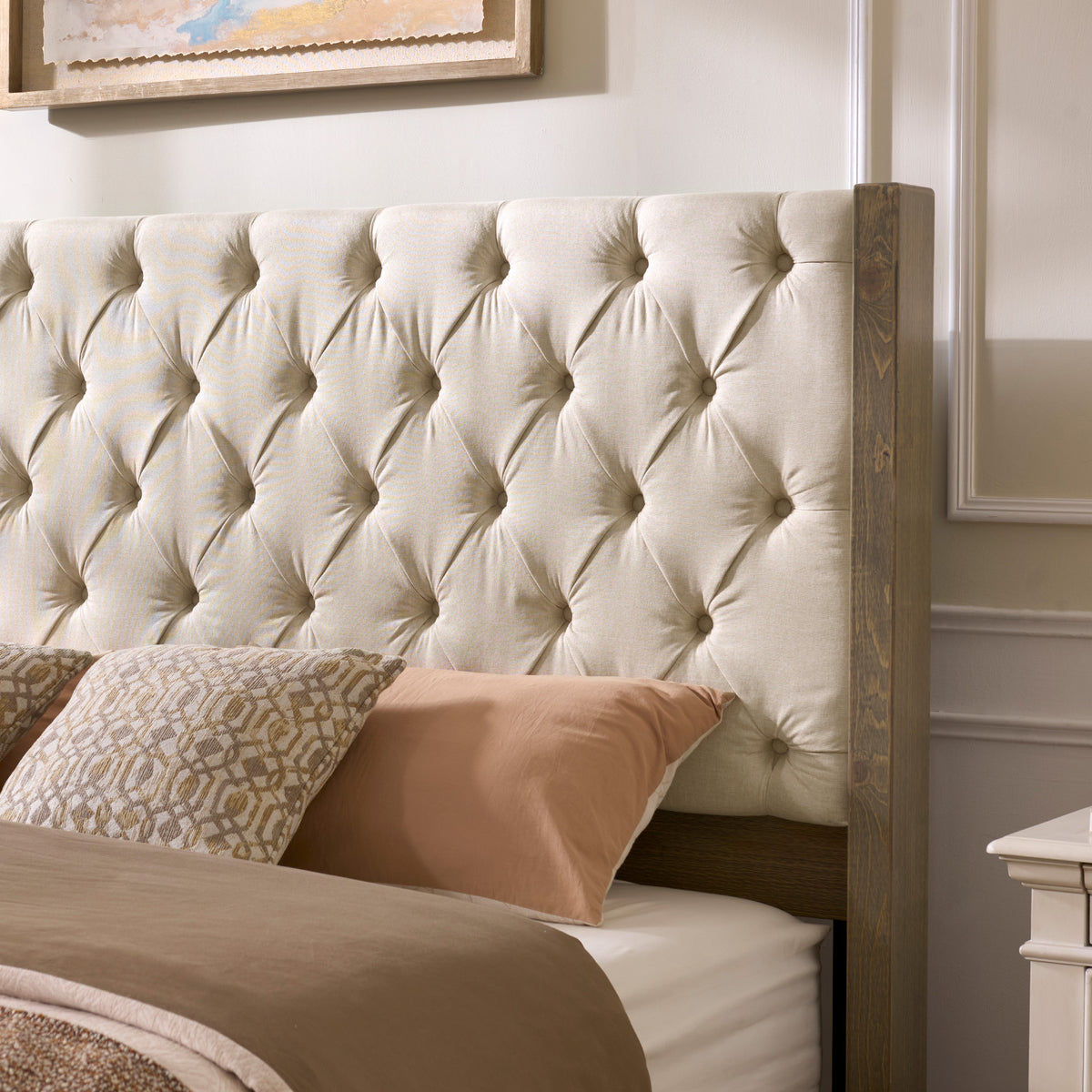 Flank Solid Wood Wingback Bed Frame King Gray Wash