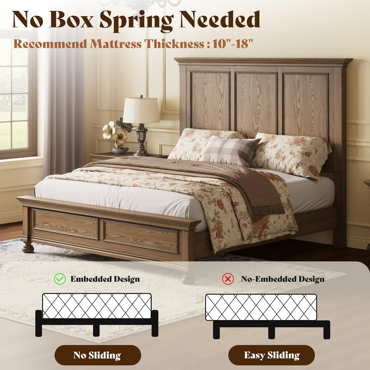 Bobbin Solid Wood Platform Bed Amerlife Light Brown / King