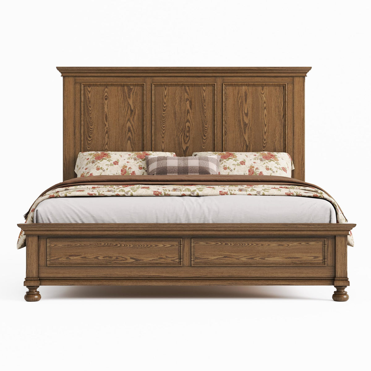 Bobbin Solid Wood Platform Bed Amerlife Light Brown / Queen
