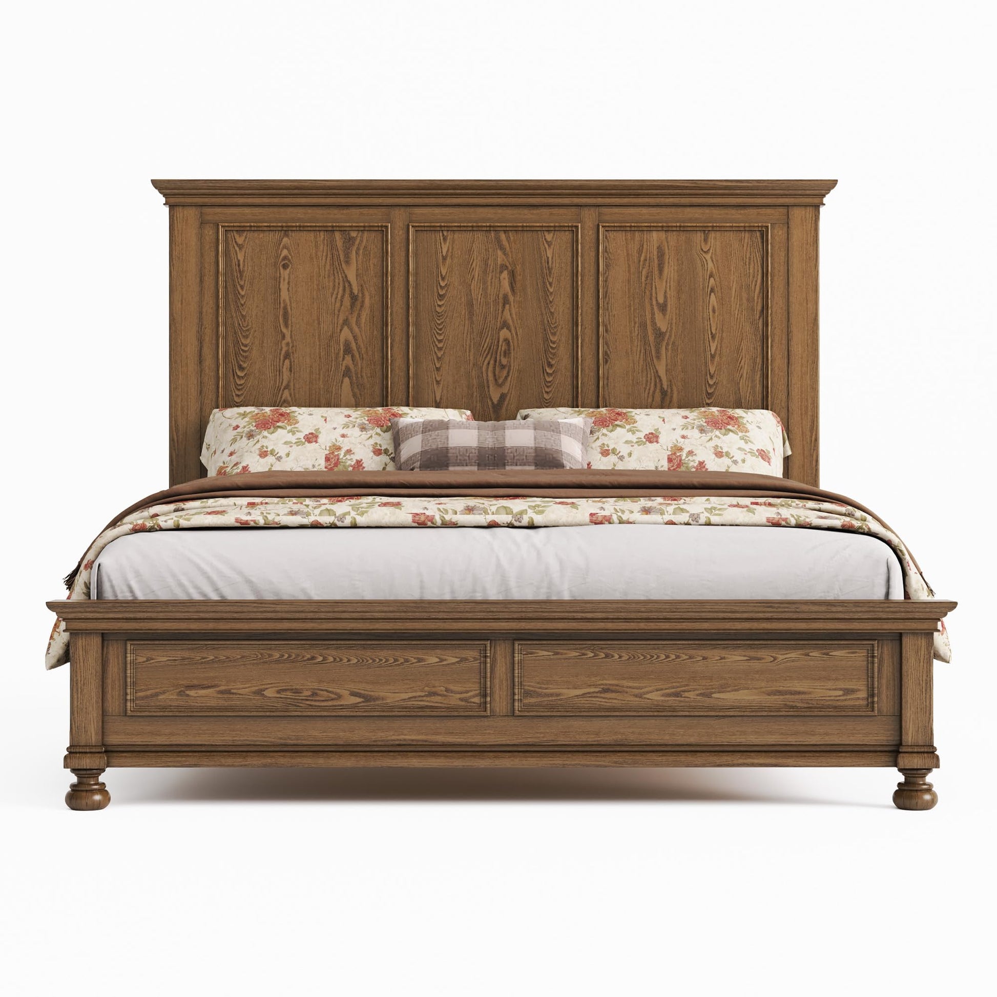 Bobbin Solid Wood Platform Bed Amerlife Light Brown / Queen