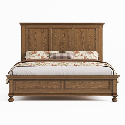 Bobbin Solid Wood Platform Bed Amerlife Light Brown / Queen