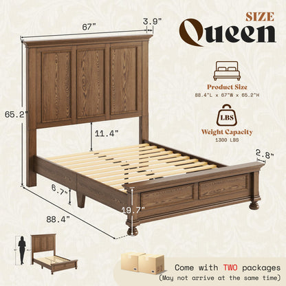 Bobbin Solid Wood Platform Bed Amerlife Light Brown / Queen