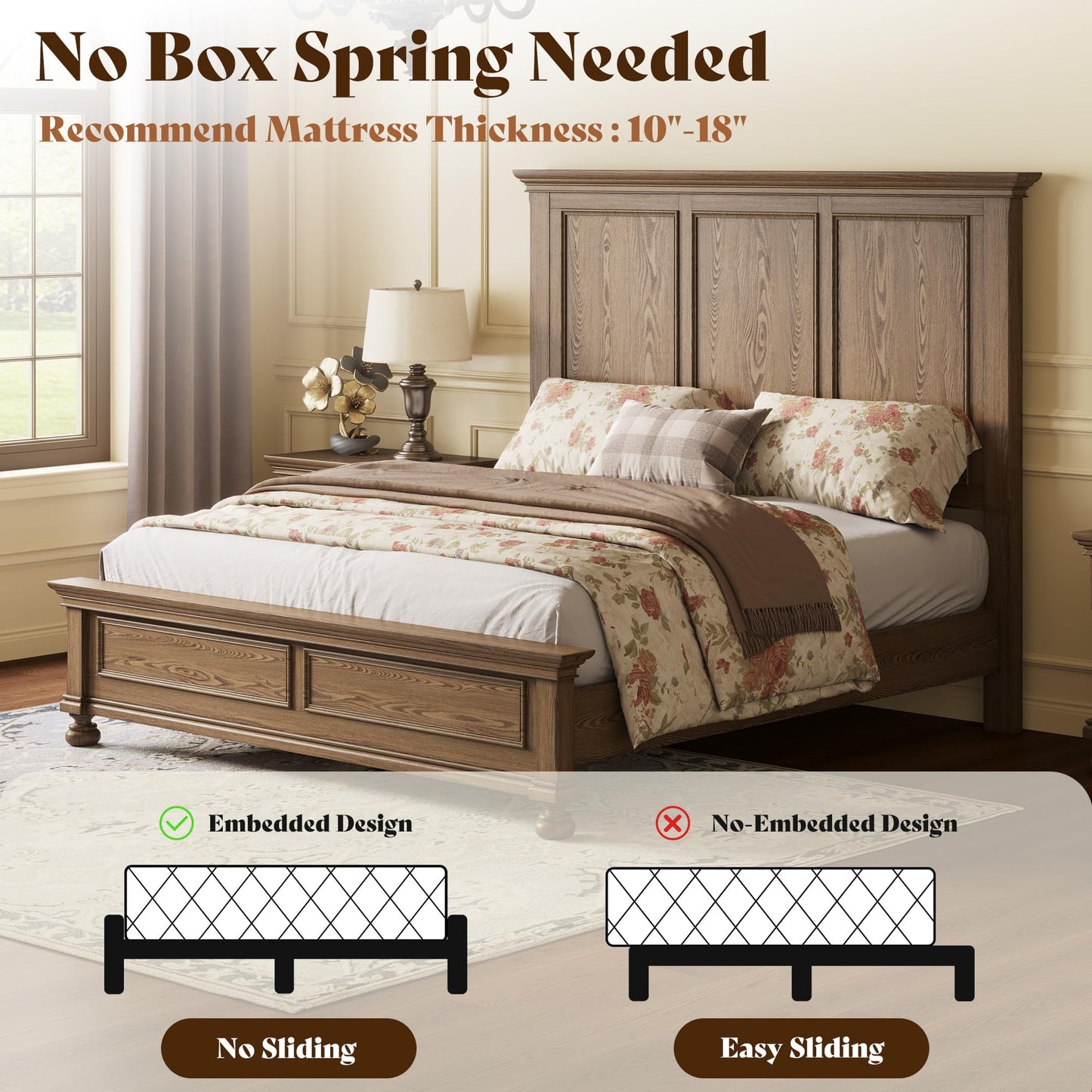 Bobbin Solid Wood Platform Bed Amerlife Light Brown / Queen