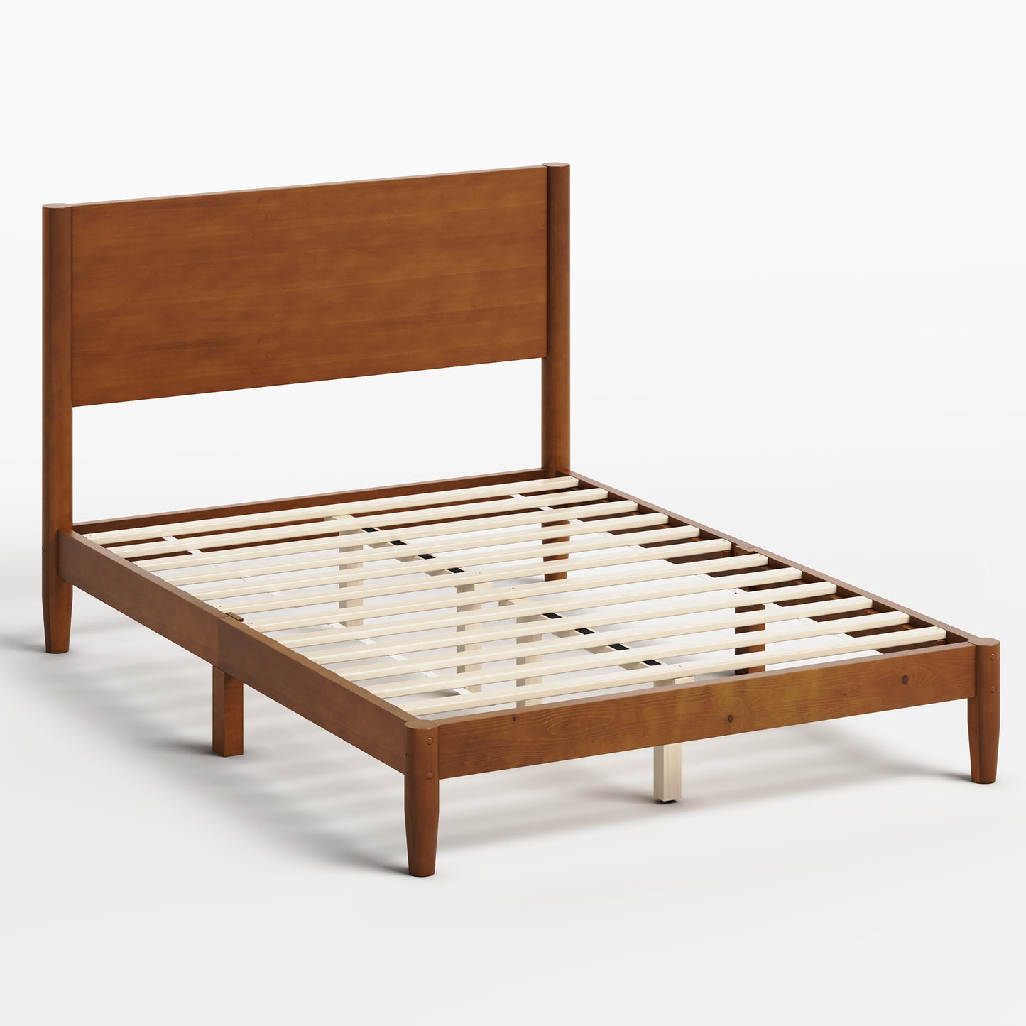 Mid Century Modern Platform Bed-FULL BROWN
